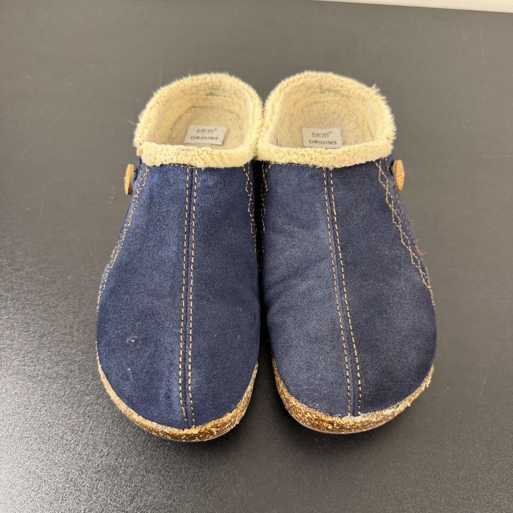 Earth Origins Aurora Johanna Clogs Women's 8W Navy Faux Fur Lined Slip On Casual - Picture 6 of 15